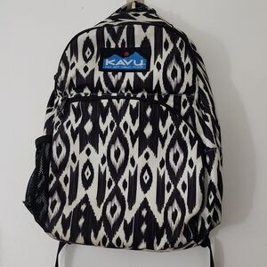 Kavu Packwood Ikat Backpack Black Cream School Hiking Activewear Travel Gorpcore